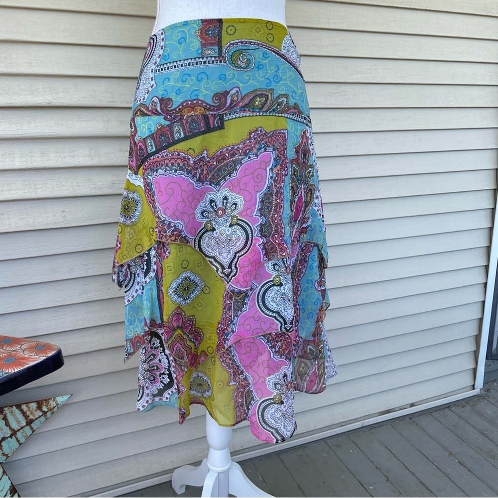 Rampage Multicolor Paisley Tiered Skirt Size 13